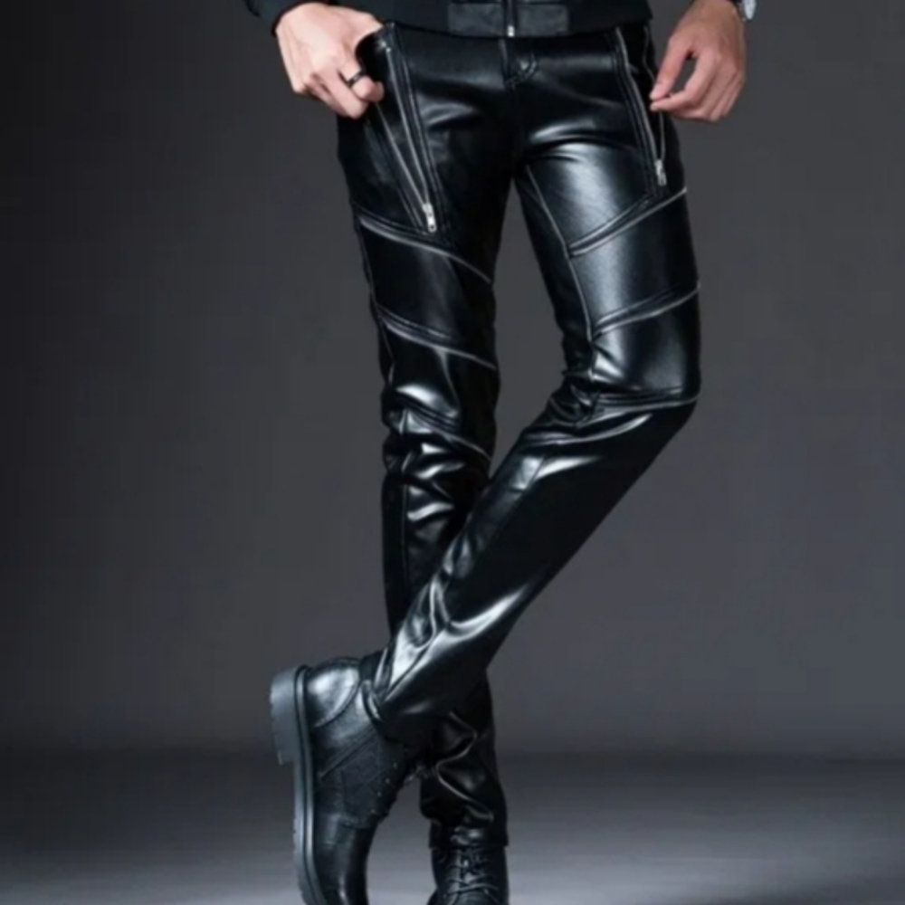 Mens IDOPY party stage slim fit biker pants